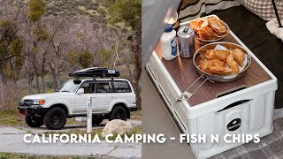 Making Fish N Chips at Camp | California Camping | Land Cruiser 80