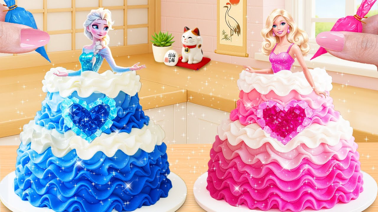 Mini Barbie Princess Heart Cake 🎀 かわいいピンクのミニケーキのレシピ 🌸 Tiny Joy Japan
