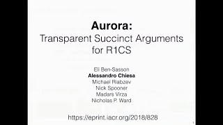 Aurora: Transparent Succinct Arguments for R1CS - Alessandro Chiesa
