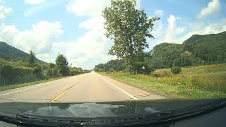 Driving along US Route 2 West in Vermont
