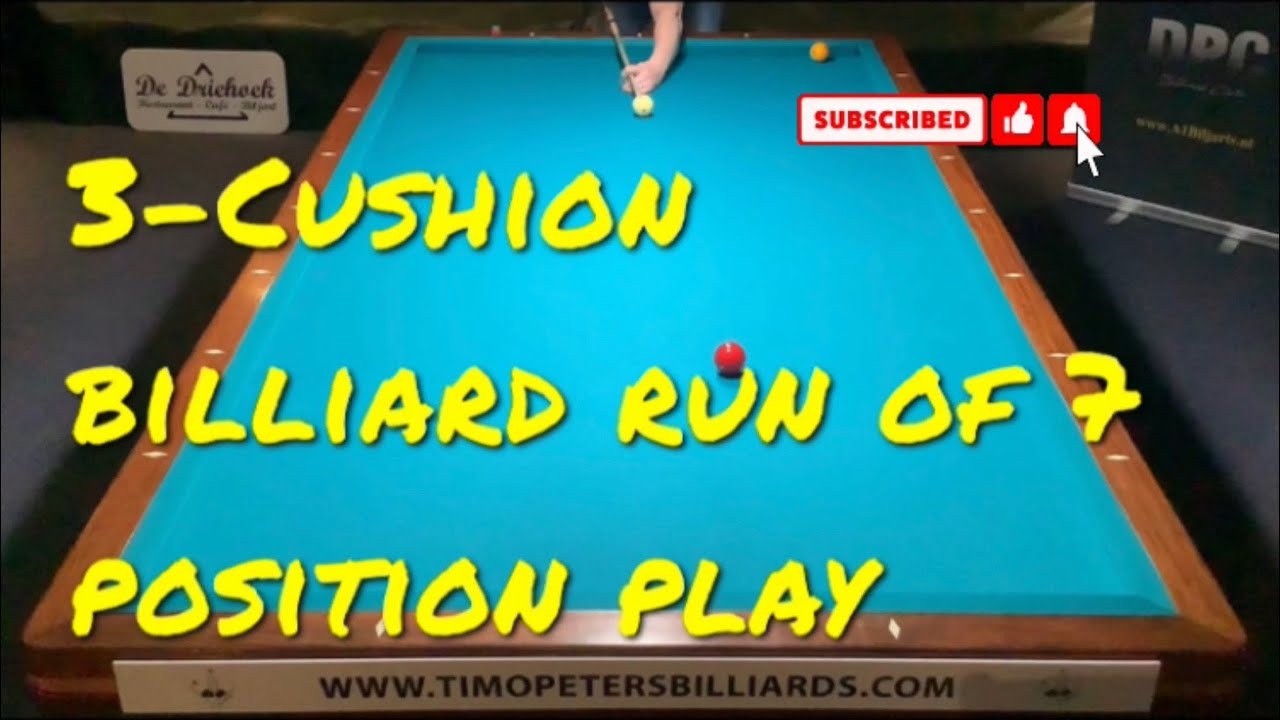 3Cushion billiard run of 7 position play YouTube