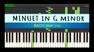 minuet in G minor bwf 115 - bach - piano tutorial