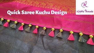 Saree Kuchu With Beads in Less than 1 Min | Double Color Baby Kuchu in Kannada-www.knottythreadz.net