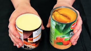Whisk together condensed milk with canned peaches! The best no-bake creamy dessert!