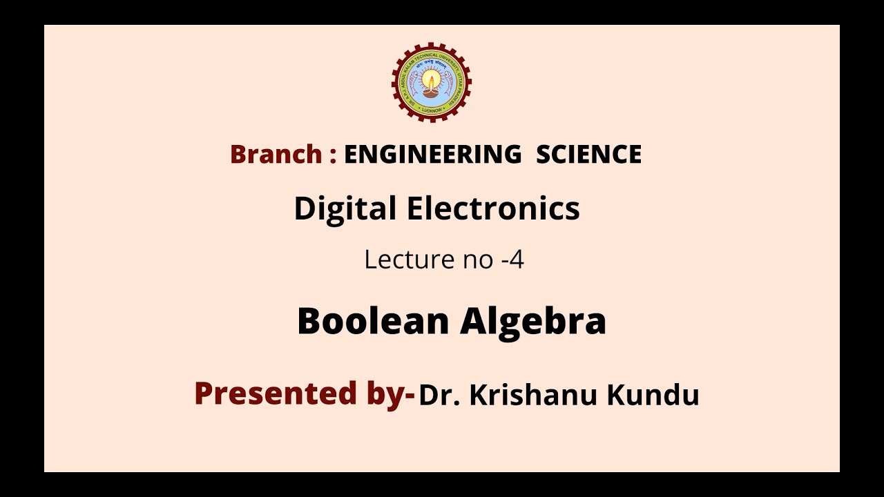 Digital Electronics | Boolean Algebra | AKTU Digital Education - YouTube
