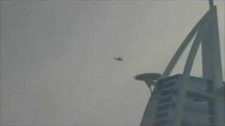 Helicopter landing at Burj al Arab helipad