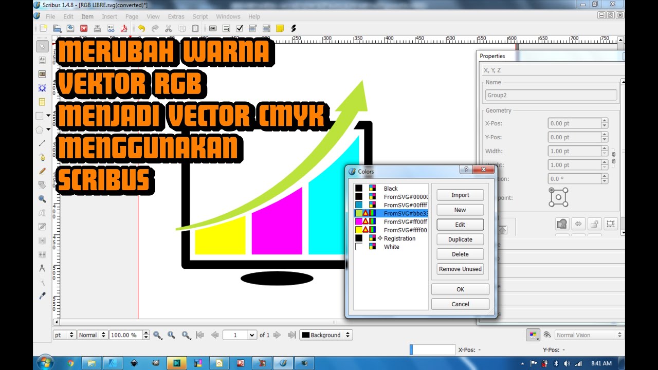Cara Merubah Vektor Warna RGB Menjadi CMYK Menggunakan Scribus - YouTube
