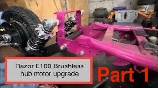 Part 1: Razor E100 Scooter Brushless Hub Motor Conversion with Rear Suspension & Extended Swing Arm