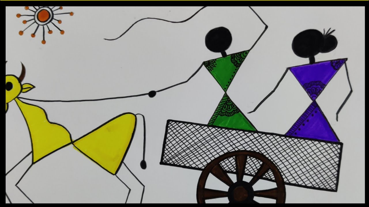 how to draw Warli art/figure drawing/folk art/tribal art YouTube