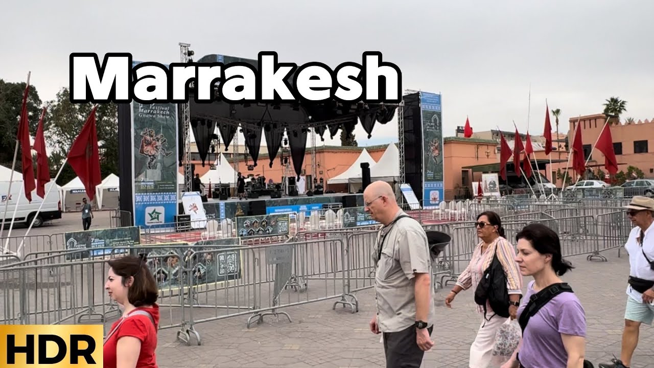 جولة في مراكش 🇲🇦 مهرجان جديد في مراكش 😅 مراكش هاد الويكند زاهيا 🥰 walking tour HDR