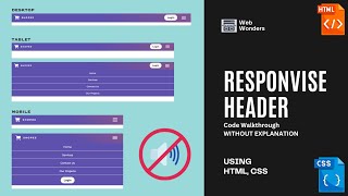 How to Create a Responsive Header (Without Explanation) | Beginner's Guide to HTML, CSS #html #css