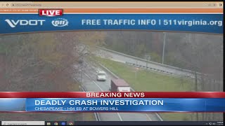 Death reported after crash on I-64 near Bowers Hill in Chesapeake