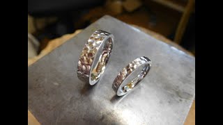 結婚指輪 美しい槌目模様！鍛造プラチナ製 ハンマーで叩く槌目の指輪