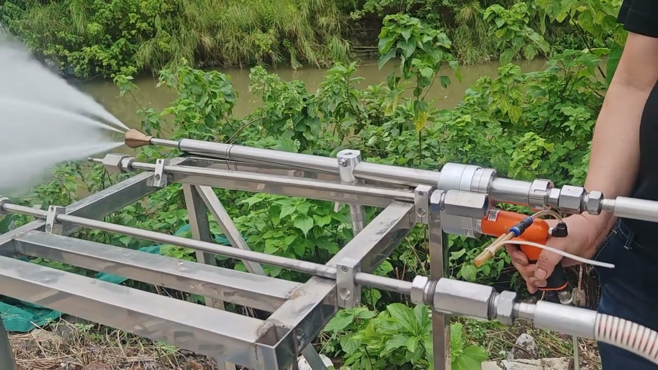Air-Driven Rotary Gun,2800bar,rotating nozzle,test.
