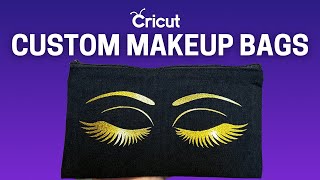 diy custom makeup bags with htv // glitter heat transfer vinyl canvas pouch cricut iron-on tutorials