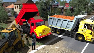 റോഡ്പണി സൈറ്റ്ലേക്ക്.. 🚚.. Realistic Ets2 Mission|Transporting materials for roadwork|bharatbenz screenshot 4