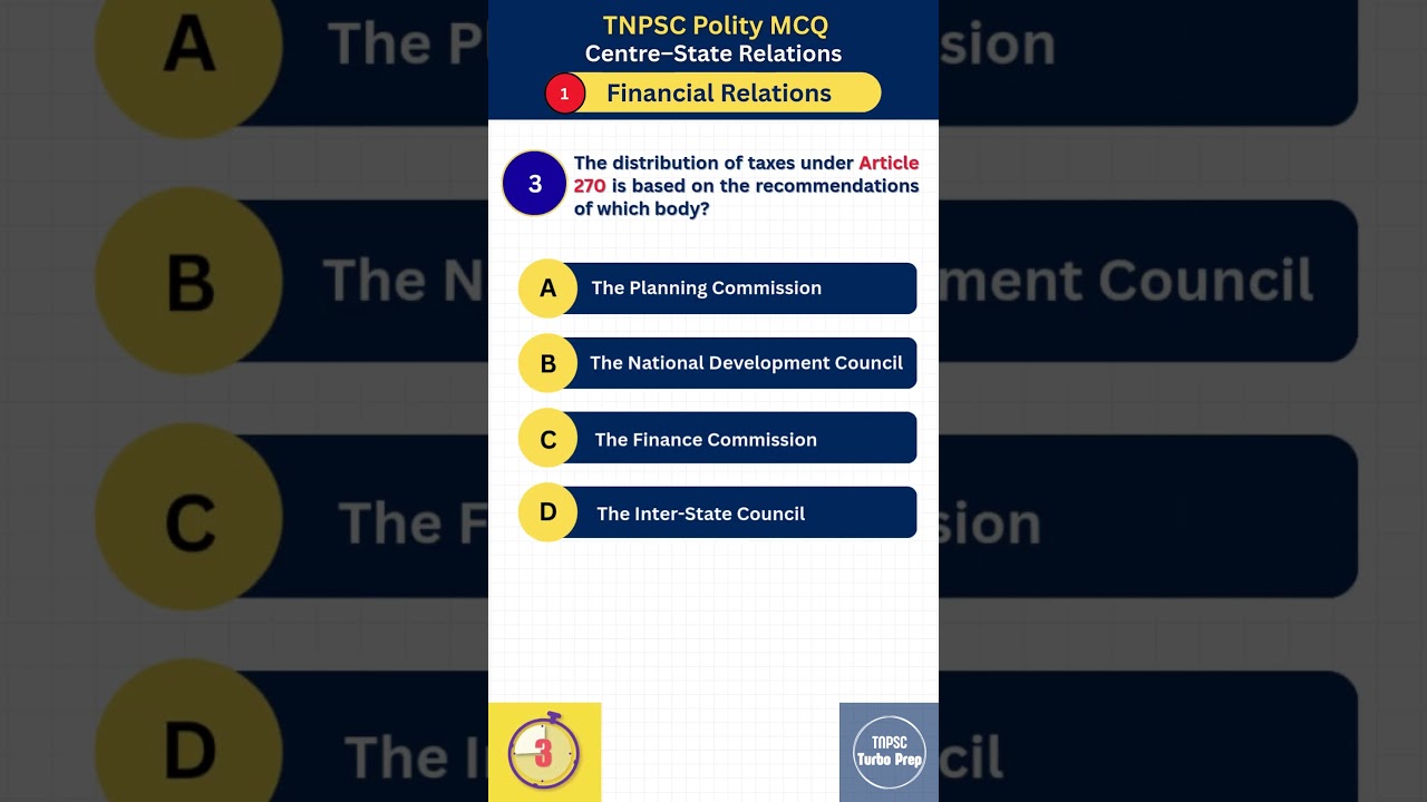 Lesson 16: Centre State Relations | Financial Relations -  Part-1 | TNPSC Polity Quiz