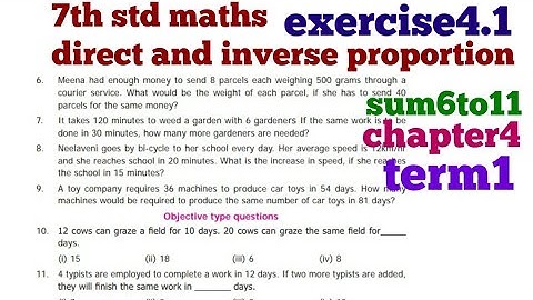 7th std maths direct and inverse proportion exercise4.2 sum6to11 chapter4 term1 samacheer kalvi