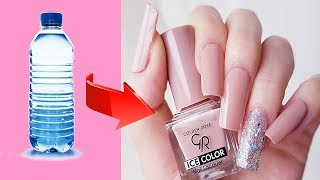 MAKE FAKE NAILS FROM PLASTIC BOTTLE / Cheap and Easy