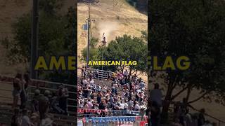 American Flag enters the rodeo arena in western style. ??