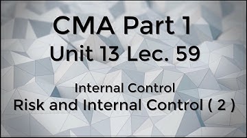 CMA Part 1 Unit 13 Lec. 59 Internal Controls  Risk and Internal Control 2