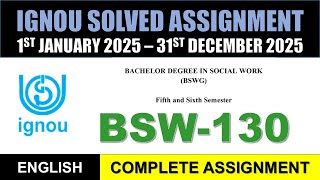 BSW 130 Solved Assignment 2025 || bsw-130 solved assignment in English || Jan 2025 to Dec 2025