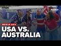 Fan-led chants and American flag cowboy hats spotted outside USA vs. Australia World Cup game