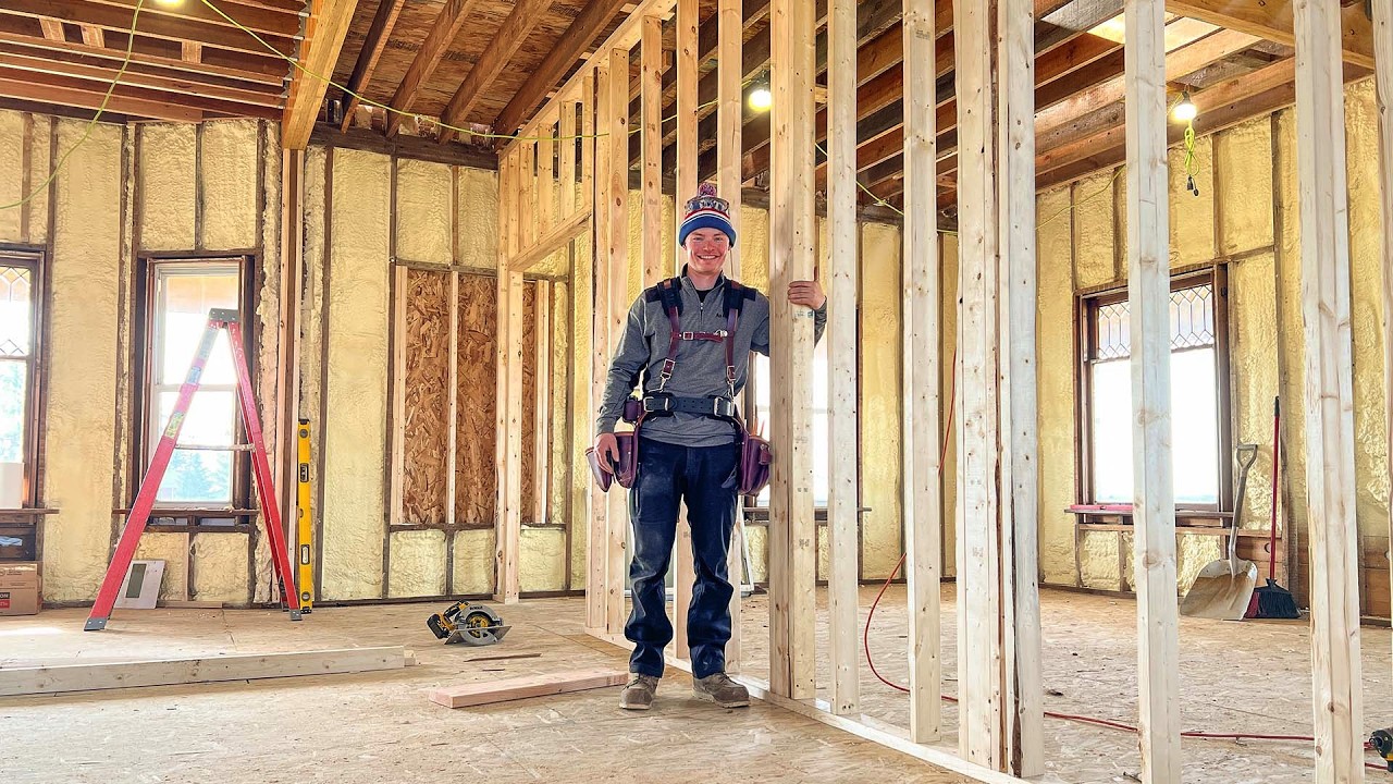 Restoring A $7,000 Mansion: Building The Living Room Wall