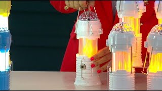 Improvements 4-pack 4-in-1 Lanterns with Flame \& Party Lighting