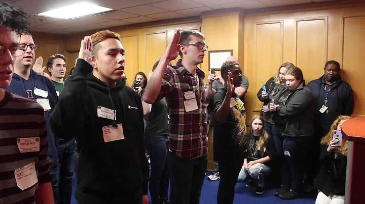 Timothy Flora swearing in to U.S. Army