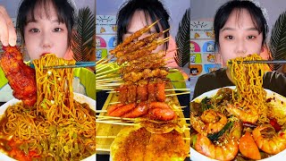 Mukbang ASMR eating Grilled Skewers Bureau Handmade Fried Skewers | Li Xiao Mukbang #001