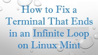 How to Fix a Terminal That Ends in an Infinite Loop on Linux Mint