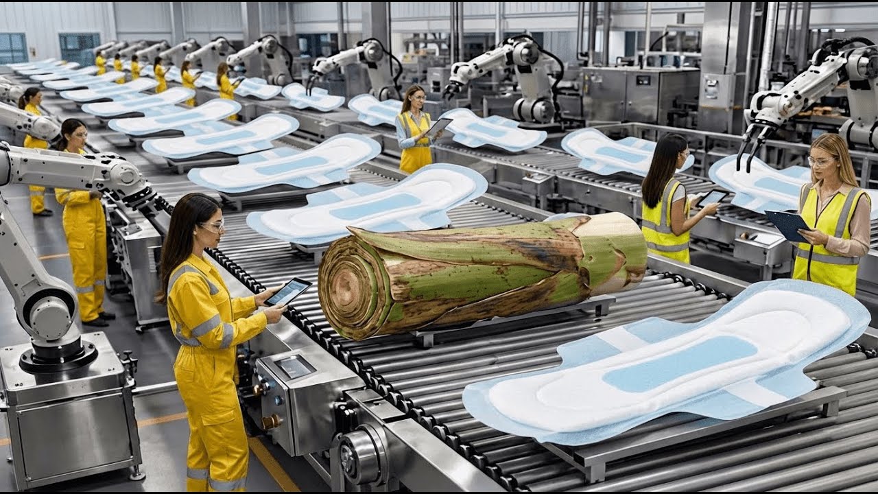 Inside the Banana Fiber Factory — ASMR Hygiene Products Made from Banana Stems