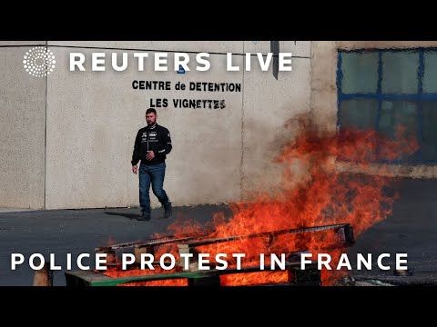 LIVE: French police demonstrate in solidarity with two colleagues killed in an ambush on a police…