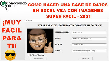 Como HACER una Base de Datos CON IMAGENES EN EXCEL VBA  (SUPER FACIL) 😉  - 2021 | CONOCIENDO EXCEL