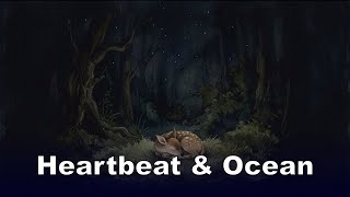 8 Hour Overnight Heartbeat & Ocean Waves | Dark Screen Baby Sleep 🌙