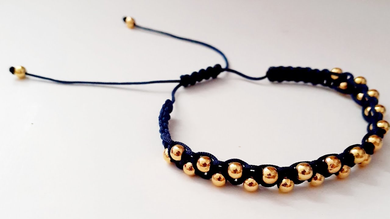 DIY Elegant Gold Beaded Bracelet with Thread | Easy & Stylish Tutorial 💎