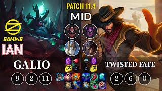 OZ Ian Galio vs Twisted Fate Mid - KR Patch 11.4