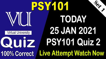 PSY101 Quiz 2 Solution 2021 | 25 Jan Fall 2020 |  PSY101 Quiz 2 Solved | AM Knowledge Official