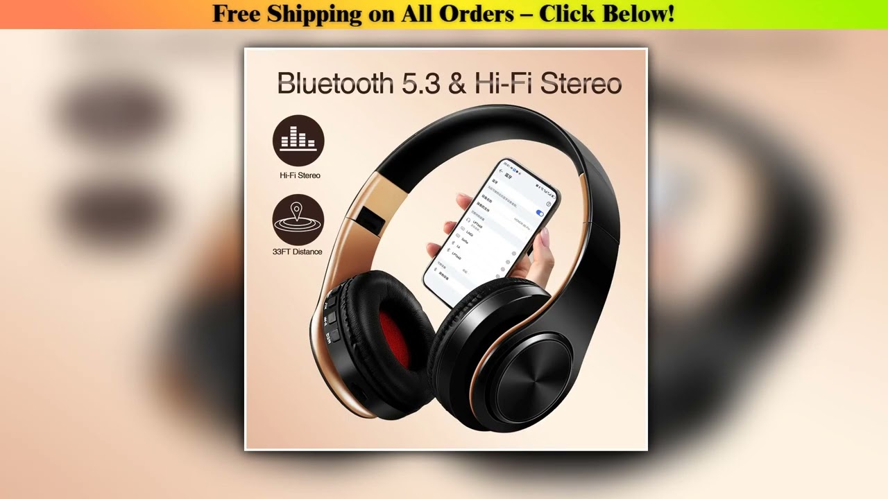 Men Gift Gold Wireless Headphones Bluetooth Earphone Stereo Headset Game with Buildin MIC with Univ