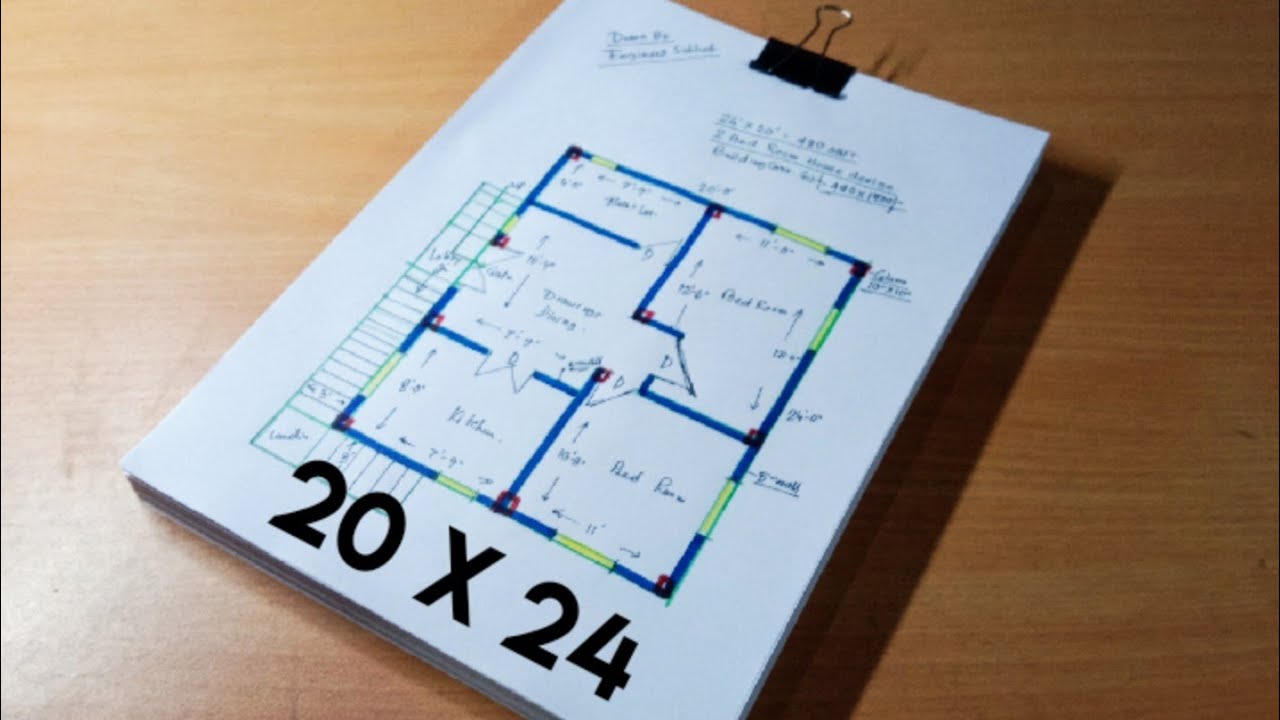 20 by 24 house plan design II 20*24 ghar ka naksha II 2 bhk village house plans