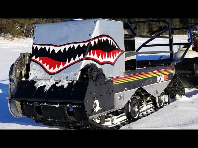 Track Shark - Homemade Motorized Tracked Fishing Sled 