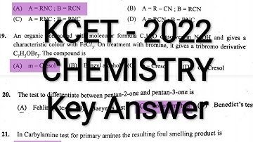 KCET-2022 CHEMISTRY Key Answer