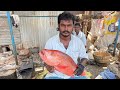 Red Snapper Fish Cutting And Slicing In Fish Market/Fish Cutting Market