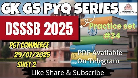 🔴 MASTER GK GS》TARGET DSSSB 2025》PRACTICE SET 34 @dsssbexamwindow #dsssbexamwindow 