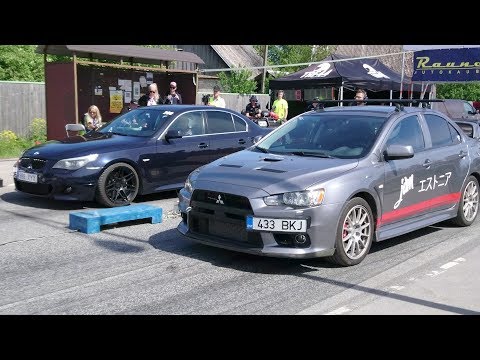 Mitsubishi Lancer Evo X vs BMW 535D E60 1/8 mile drag race