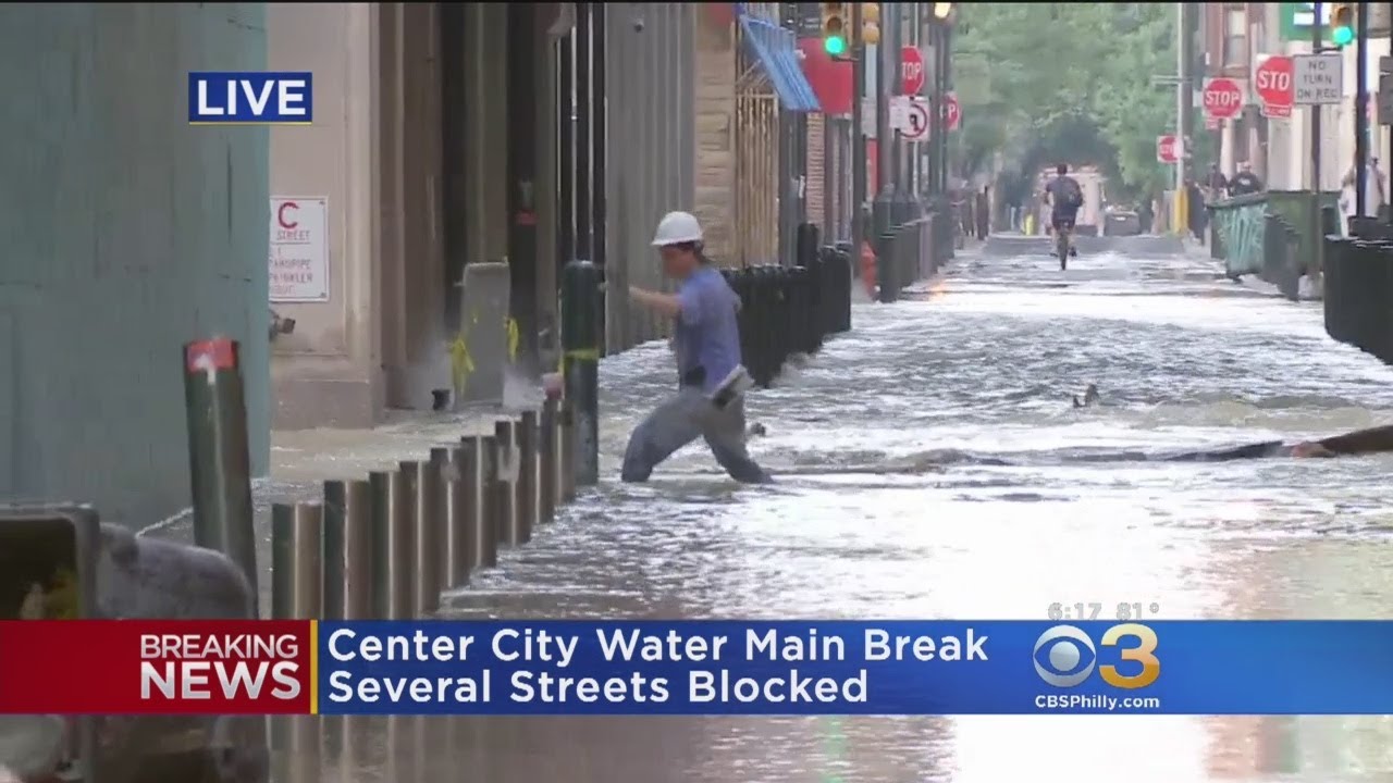 Massive Water Main Break Shuts Down Several Streets In Center City ...