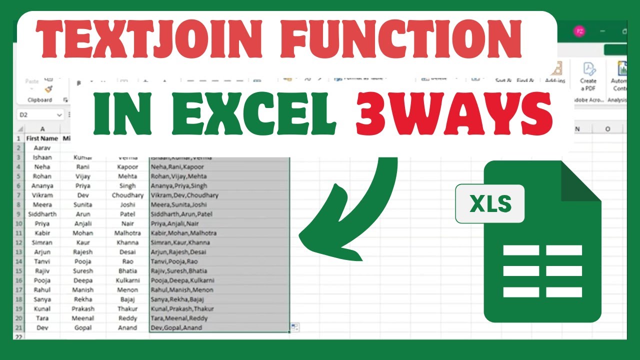 How To Use Textjoin Function In Excel 3 Ways - YouTube