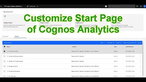 10  Start Page of Cognos Analytics