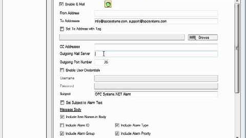 Send Alarm Notifications via E-Mail